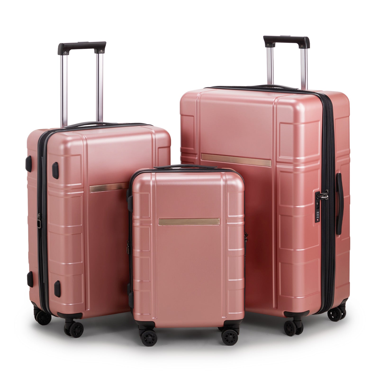 Three In One Set Of Double Wheel Silent Wheels With Dry Wet Separation Compartment ABS PC Luggage