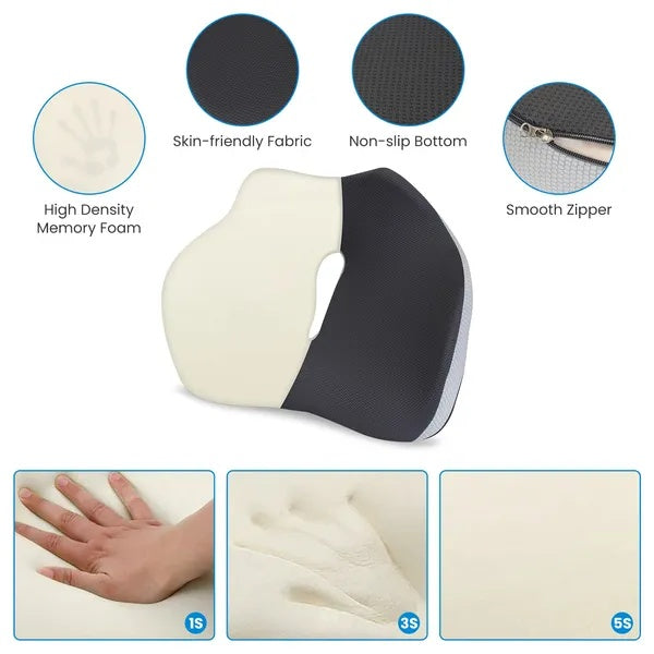 Memory Foam Seat Cushion Sciatica Pain Relief Cushion Pillow Seat Cushion With Machine Washable Cover For Home Office Car Wheelchair Airplane