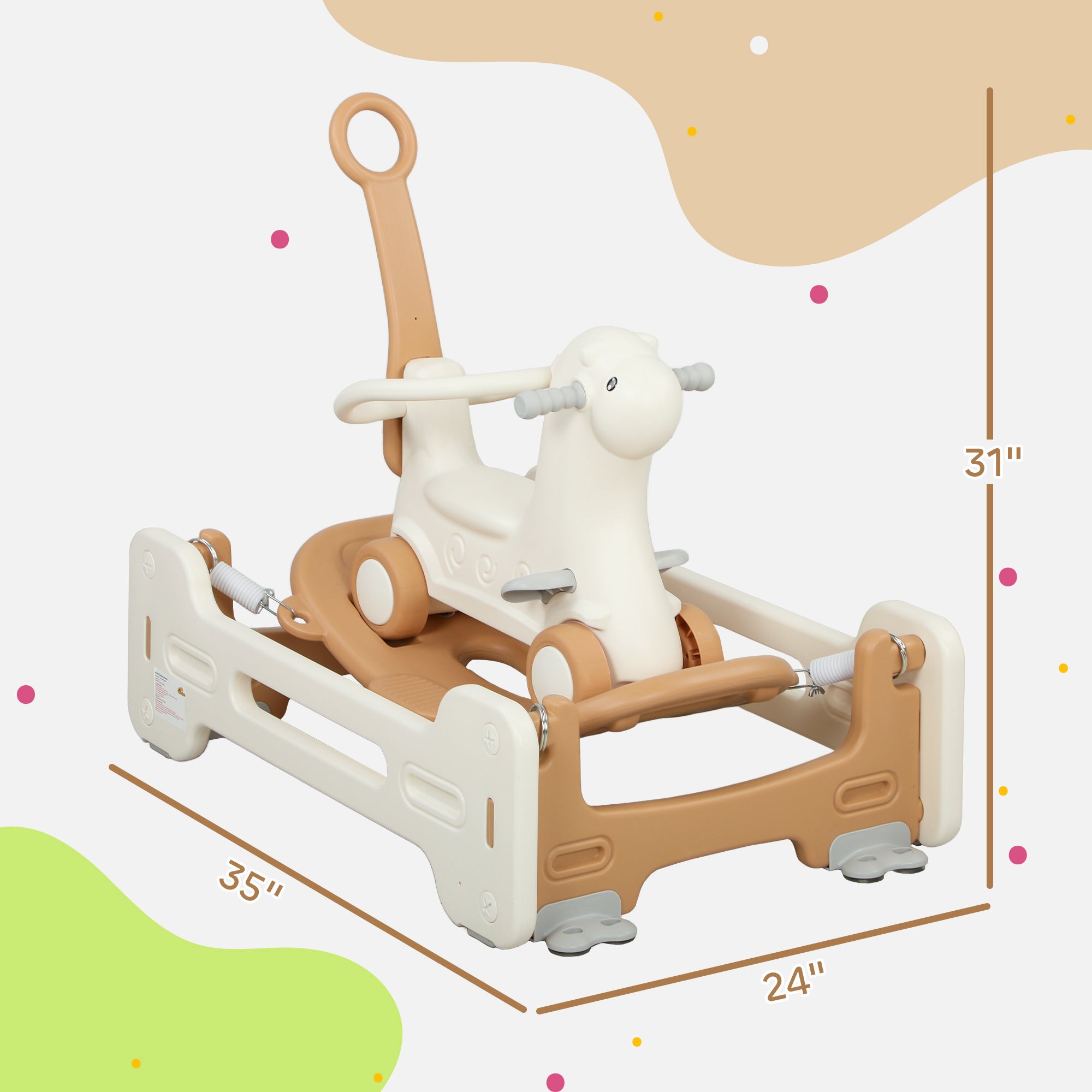 1 Kids Rocking Horse with Detachable Base