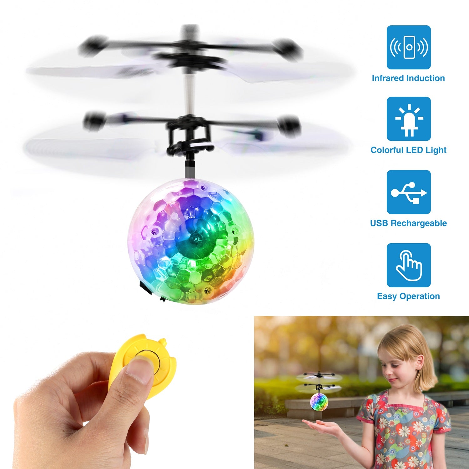 RC Flying Balls Electric Infrared Induction Drone Helicopter Ball LED Light Kids Flying Toy