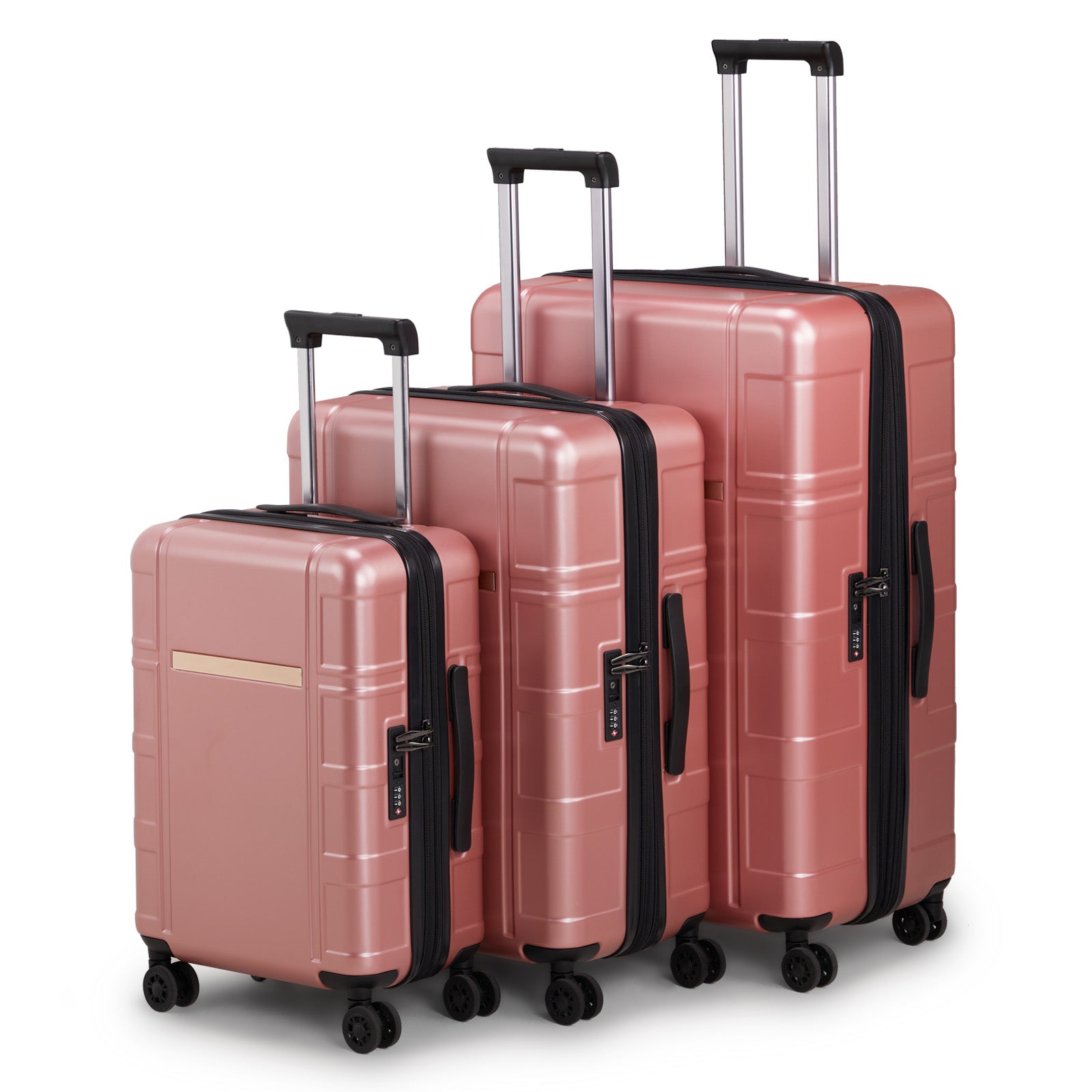 Three In One Set Of Double Wheel Silent Wheels With Dry Wet Separation Compartment ABS PC Luggage