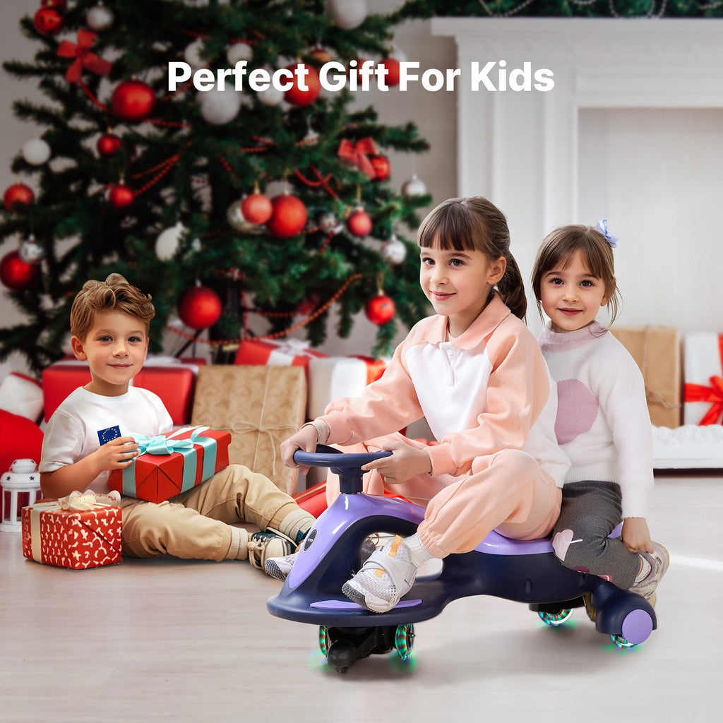 Electric Wiggle Car Energy Powered Kids Ride On Toys For Toddler Age 3+ Purple