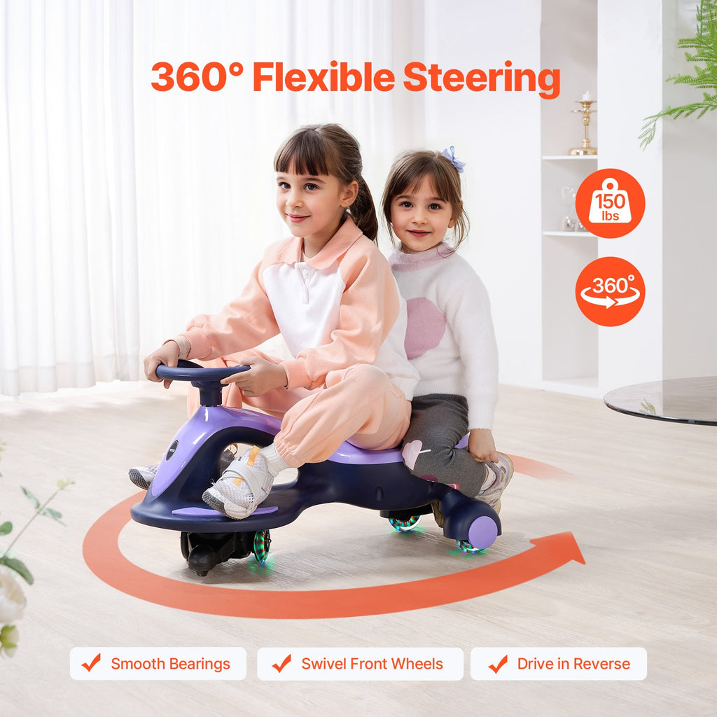 Electric Wiggle Car Energy Powered Kids Ride On Toys For Toddler Age 3+ Purple