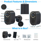 3MP Low Power Wireless Solar Panel IP Camera PIR WiFi Rechargeable Battery Security Outdoor Camera