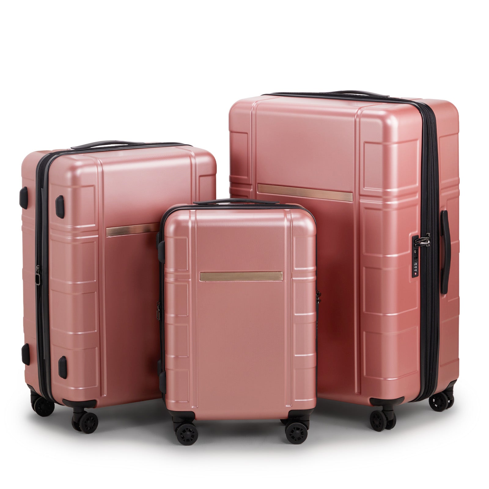 Three In One Set Of Double Wheel Silent Wheels With Dry Wet Separation Compartment ABS PC Luggage