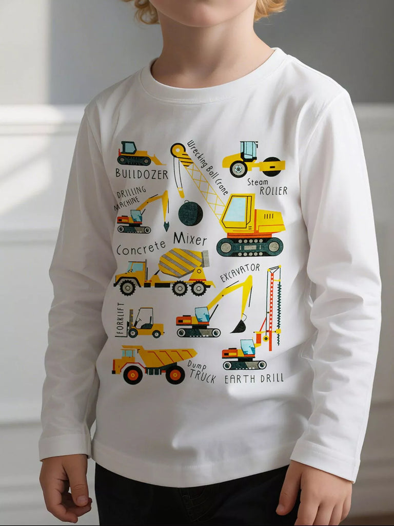 Children's Construction Vehicle Long Sleeve T-Shirt