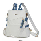 Oxford Cloth Stitching Women'S Backpack Anti-Theft Back Zipper Girls Schoolbag Casual Travel Double Shoulder Backpack